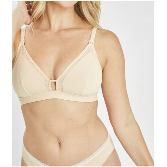 LIVELY Womens Mesh Trim Nursing Bra Toasted Almond Size Small - Picture 1 of 5